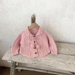 【73-110cm】花編み ニット カーディガン - 画像 (5)