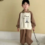 【80-150cm】カラー切り替え カジュアル セットアップ - 画像 (4)