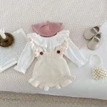 【66-100cm】 フリル ニット サロペット - 画像 (4)