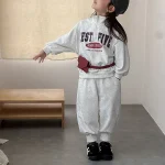 【80-130cm】 英字 ハーフジッパー セットアップ - 画像 (11)