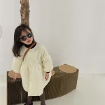 【90-140cm】 フラワーキルティング ロング コート - 画像 (5)