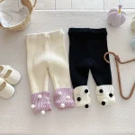 【66-100cm】 ボンボン付き カラー切り替え レギンス - 画像 (7)