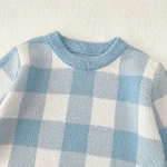 【66-90cm】 チェック柄 ニット ロンパース - 画像 (10)