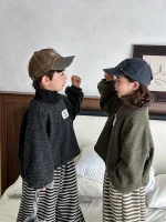 【80-140cm】 ハイネック ミックスカラー トップス - 画像 (7)