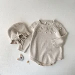 【66-90cm】 花柄編み ロンパースOR帽子 - 画像 (9)