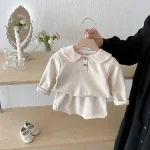 【73-110cm】 丸襟 シンプル セットアップ - 画像 (3)
