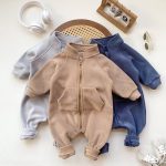 【66-90cm】 ファスナー付きフリース素材 ロンパース - 画像 (3)
