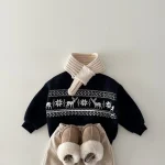 【80-130cm】 鹿柄 ボア付き トップス - 画像 (6)