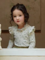 【90-150cm】フリル花柄 インナー シャツ - 画像 (7)