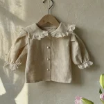 【73-120cm】 丸襟レース シャツ - 画像 (5)