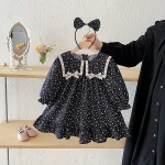 【66-140cm】 リボン 小花柄 ロンパース or ワンピース - 画像 (7)