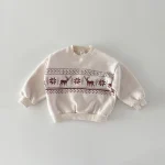 【80-130cm】 鹿柄 ボア付き トップス - 画像 (7)