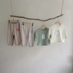 【73-100cm】 熊柄 カジュアル セットアップ