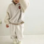 【80-130cm】 ボアデザイン カジュアル セットアップ