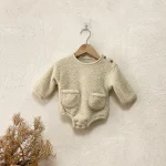 【66-90cm】 ポケット付き ボア ロンパース - 画像 (7)