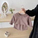 【73-110cm】 丸襟 シンプル セットアップ - 画像 (4)