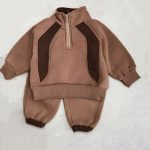 【73-120cm】シンプル スタンドネック トレーナー+パンツ セットアップ - 画像 (6)