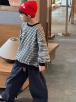 【100-150cm】 ボーダー柄 裏起毛 トレーナー - 画像 (6)
