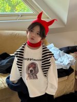 【100-160cm】 犬柄 プリント トップス 長袖Ｔシャツ