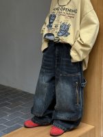 【100-160cm】 トレンド 動きやすい デニム パンツ - 画像 (6)