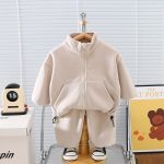 【73-120cm】新作 カジュアル 裏起毛 アウター＆パンツ セットアップ - 画像 (5)