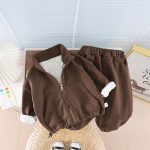 【73-120cm】新作 カジュアル 裏起毛 アウター＆パンツ セットアップ - 画像 (2)