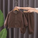 【73-120cm】新作 カジュアル 裏起毛 アウター＆パンツ セットアップ - 画像 (6)