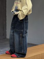 【100-160cm】 トレンド 動きやすい デニム パンツ - 画像 (7)