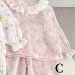 【66-120cm】二重ガーゼ フリル襟 セットアップ ルームウェア - 画像 (7)
