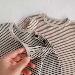 【73-100cm】 サイドボタン ボーダー シャツ - 画像 (9)