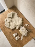 【66-90cm】 ポケット付き ボア ロンパース - 画像 (6)