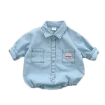 【66-90cm】 シンプル ポケット付き ロンパース - 画像 (7)