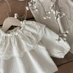 【73-100cm】 フリル フラワー襟 シャツ - 画像 (6)