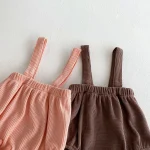 【66-100cm】 丸襟 小花柄 トップス ＆ サロペット ロンパース - 画像 (17)