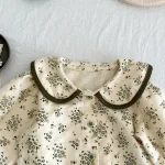 【66-100cm】 フリル襟 小花柄 トップス＆サロペット ロンパース - 画像 (13)