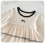 【66-90cm】 リボン付き ワンピース風 ロンパース - 画像 (7)