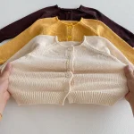 【80-130cm】 クールネック シンプル カーディガン - 画像 (16)