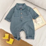 【66-90cm】ポケット付きデニム オールインワン - 画像 (3)