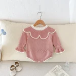 【66-100cm】 フリル襟 ニット ロンパース - 画像 (8)
