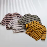 【80-120cm】 ボーダー シャツ