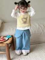 【90-140cm】 取り外し可能 スカート デニム パンツ - 画像 (8)