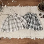 【66-90cm】 フリル襟 チェック トップス - 画像 (2)