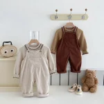 【80-130cm】 フロントポケットコーデュロイ サロペット OR セーター - 画像 (2)