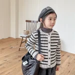 【80-130cm】 ボーダー カーディガン - 画像 (3)