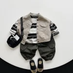 【80-130cm】韓国風 ボーダー トップス - 画像 (4)