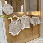 【73-100cm】チェック柄帽子＋ トップス ＋ スカート セットアップ - 画像 (12)