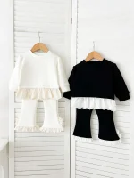 【66-120cm】 レース ノーカラー 裏ボア セットアップ - 画像 (5)