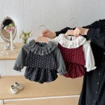 【66-100cm】 インナーシャツ トップス＆小花柄 セットアップ 3点セット - 画像 (3)