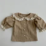 【73-120cm】 丸襟レース シャツ - 画像 (7)