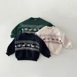 【80-130cm】 鹿柄 ボア付き トップス